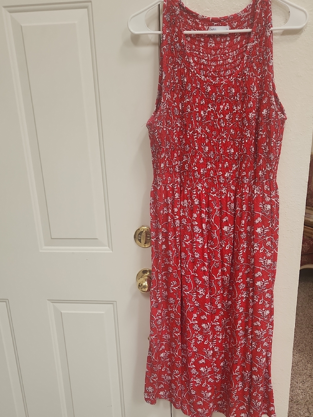 croft & barrow Red Floral Smocked Top